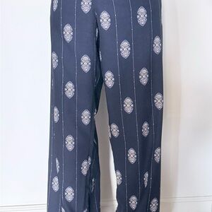 H&M Dark Blue Patterned Wide Leg Pants